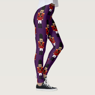 Nötknäpparedamasker (purpurfärgad bakgrund) leggings
