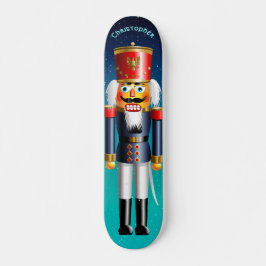 Nötknäppareleksaksoldat i enhetliga blått skateboard bräda 21,5 cm