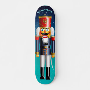 Nötknäppareleksaksoldat i enhetliga blått skateboard bräda 21,5 cm
