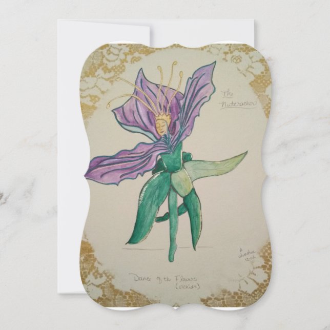 Nötknäpparen: Dans av blommahälsningkortet Tack Kort (Framsida)