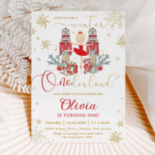 Nötknäpparen Vinter Onederland 1-årsdag Röd Inbjudningar