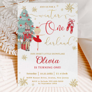 Nötknäpparen Vinter Onederland 1-årsdag Röd Inbjudningar