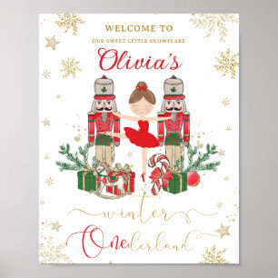 Nötknäpparen Vinter Onederland 1-årsdag Röd Poster