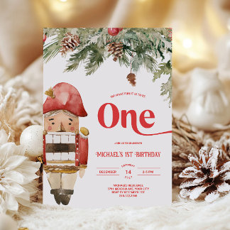 Nötknäpparens 1-års födelsedagsjul Invitation Inbjudningar