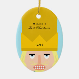 Nötknäppareprydnadbaby första jul julgransprydnad keramik