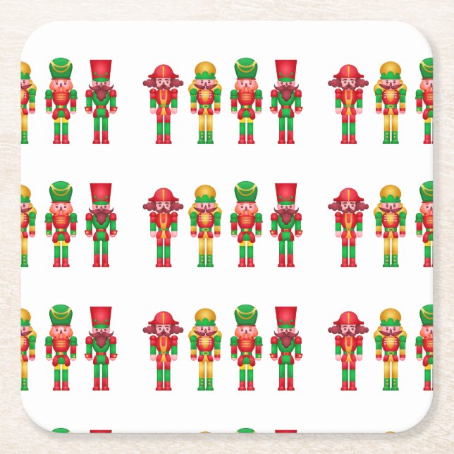 Nötknäppares juldekoration  underlägg papper kvadrat (Framsidan)