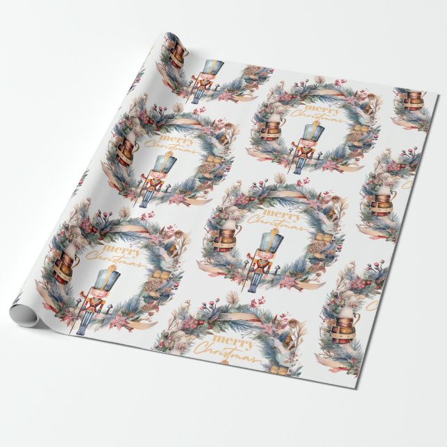 Nötknäpparkrans God Jul  Presentpapper (Utrullad)