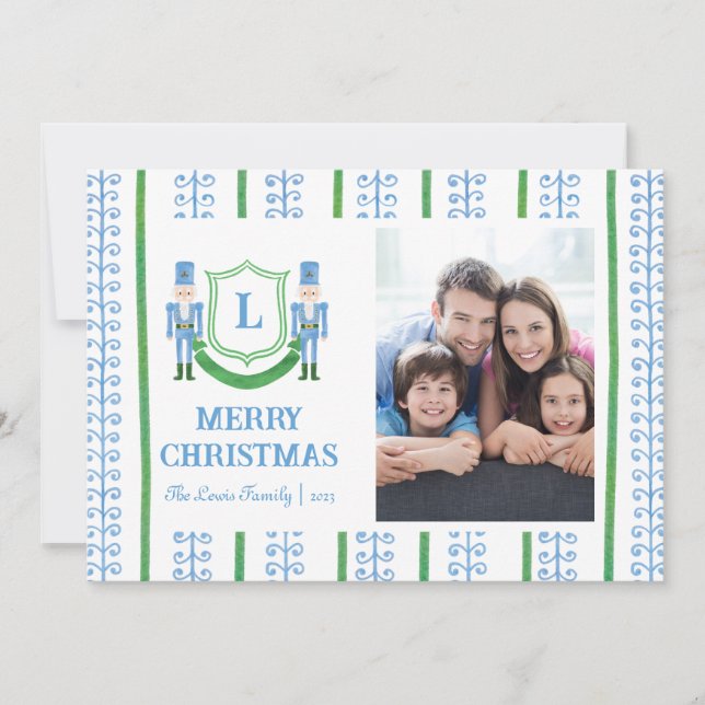 Nötknäpparmonogram julkort inbjudningar (Framsida)