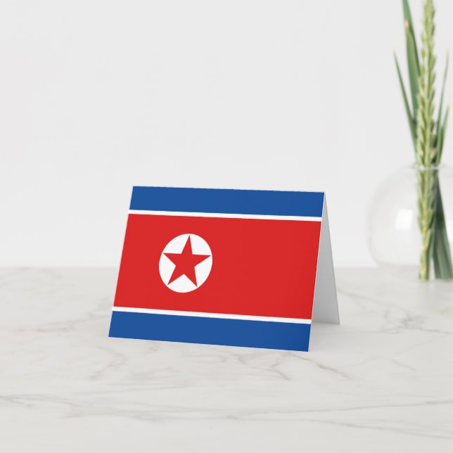 Notkort med nordkoreansk flagga kort (Framsida)