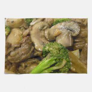Nötkött, broccoli och champinjonstam kökshandduk