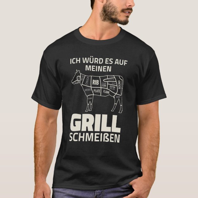 Nötkött - Kött Eater Barbecue Grill Cow Kött T Shirt (Framsida)