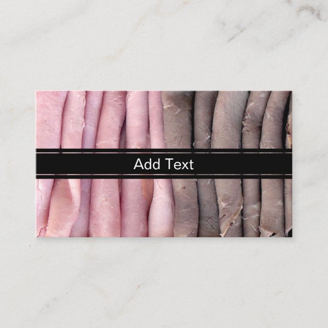 Nötkött och ham visitkort (Framsida)