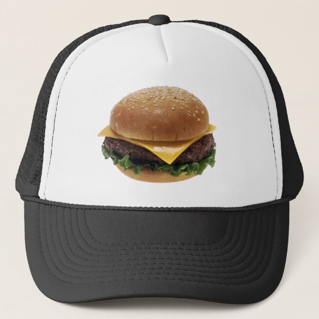 Nötkött Patti Smörgås Lunchmat Cheeseburger Truckerkeps (Framsida)