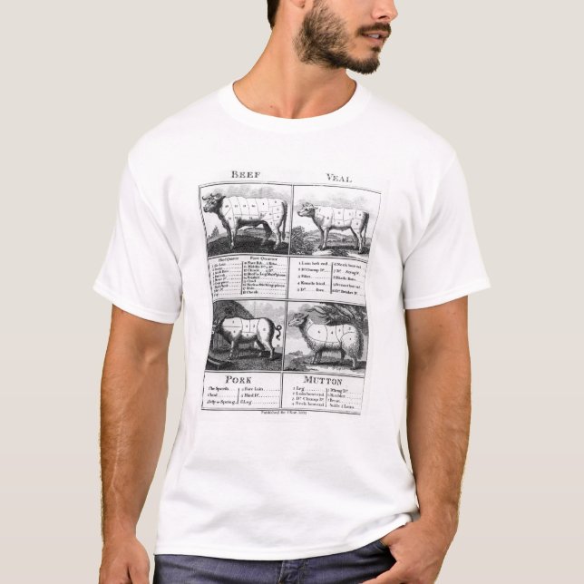 Nötkött, Veal, gris och Muttonsnitt, 1802 Tee Shirt (Framsida)