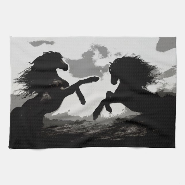 Nötkreatur - Hästkonst Kökshandduk (Horisontell)