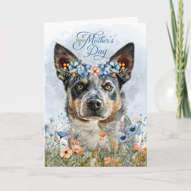Nötkreatur Hund med Wildblomma Mors dag Helgkort (Framsida)
