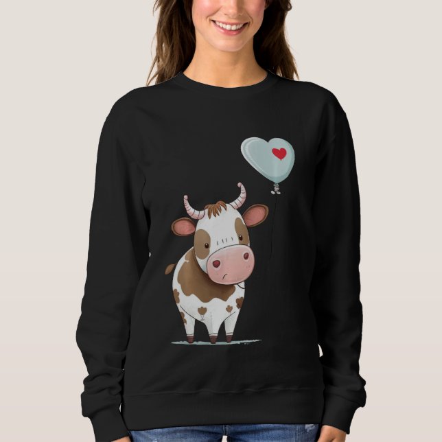 Nötkreatur Kärlek Heart för Valentines day vid Cow T Shirt (Framsida)
