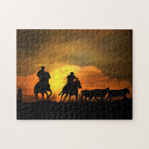 Nötkreatur med Cowboys and Horses Pussel