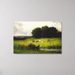 Nötkreatur Nära Bäck - Edward Mitchell Bannister Canvastryck