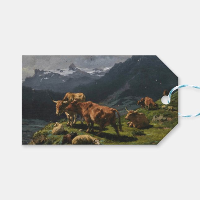 Nötkreatur och får i Alperna Presentetikett (Framsidan (Horisontell))