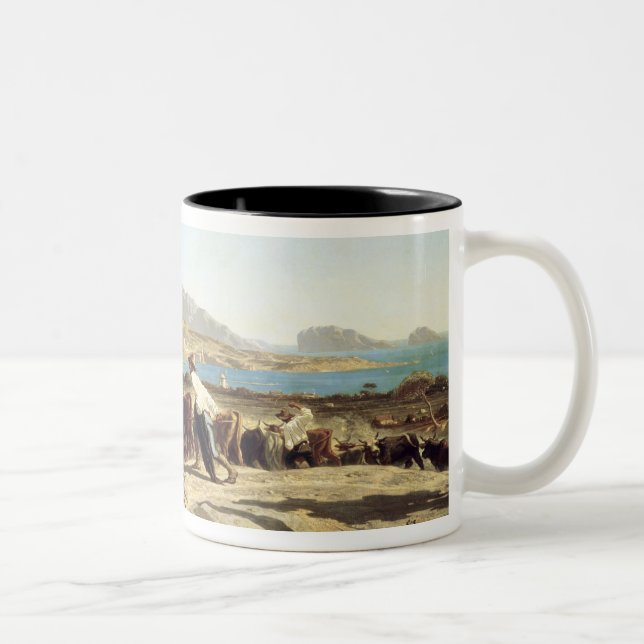Nötkreatur som samlas nära Marseilles, 1853 (olja Två-Tonad Mugg (Höger)