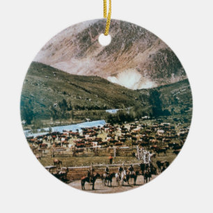 Nötkreaturranch, Colorado, 1899 (fotoet) Julgransprydnad Keramik