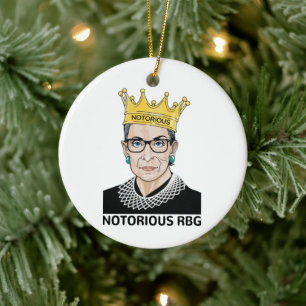 Notoriellt RBG BLACK - Ruth Bader Ginsburg Julgransprydnad Keramik