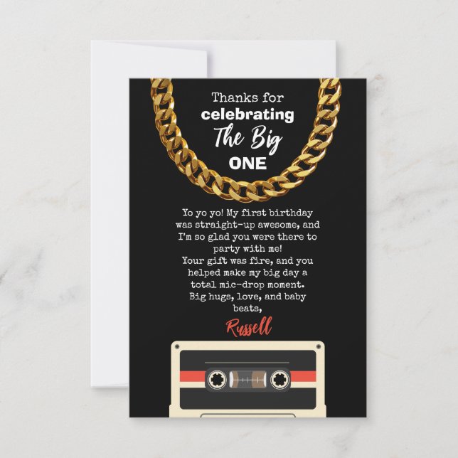 Notorious One 1st Birthday Thank You card Tack Kort (Framsida)