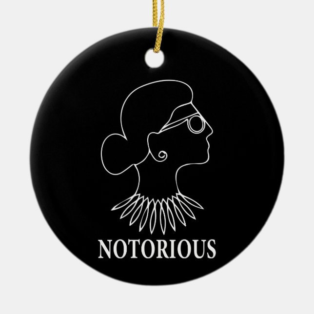 Notorious RBG, Ruth Bader Ginsburg Teckning Julgransprydnad Keramik (Framsidan)