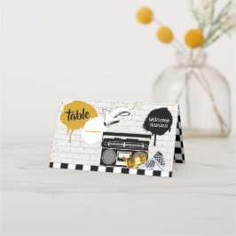 Notoriskt 1| Retro Hip hop 1:a födelsedagsfoto Placeringskort