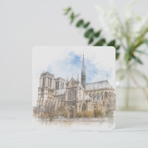 Notre Dame Akvarell, Paris Katedral Konstkort