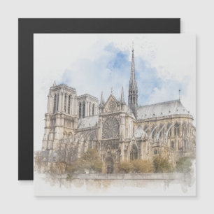 Notre Dame Akvarell, Paris Katedral Konstmagnet