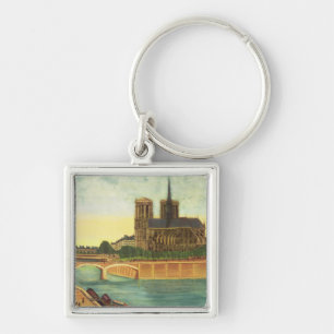 Notre Dame c.1933 Fyrkantig Silverfärgad Nyckelring