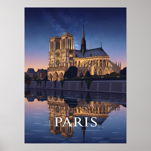 Notre Dame Cathedra Paris Frankrike Poster (Framsidan)