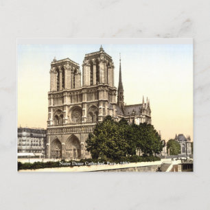 Notre Dame Cathedral c1890, Fransk av Vintage Vykort