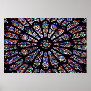 Notre-Dame Cathedral Colorful Stached Glass Poster