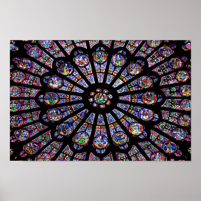 Notre-Dame Cathedral Colorful Stached Glass Poster (Framsidan)