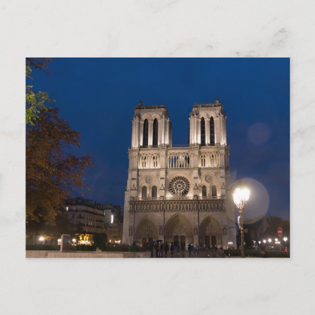 Notre Dame Cathedral i Night, Paris Vykort (Framsida)
