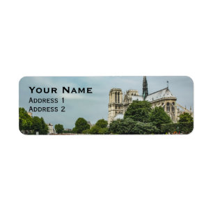 Notre Dame Cathedral i Paris Returadress Etikett