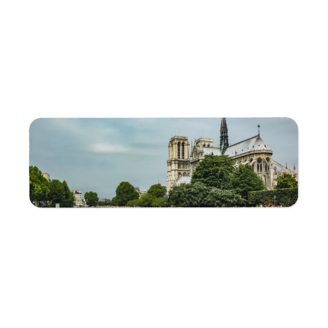 Notre Dame Cathedral i Paris Returadress Etikett (Framsidan)