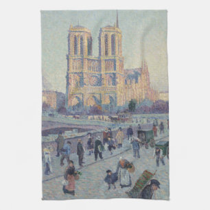 Notre Dame Cathedral Paris Frankrike Classic Paint Kökshandduk