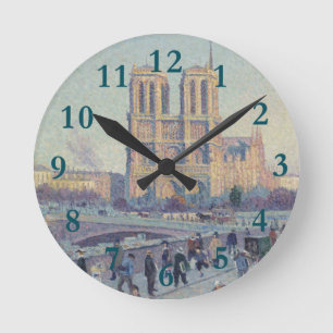 Notre Dame Cathedral Paris Frankrike Classic Paint Rund Klocka