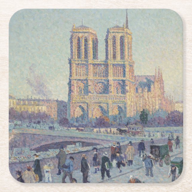Notre Dame Cathedral Paris Frankrike Classic Paint Underlägg Papper Kvadrat (Framsidan)