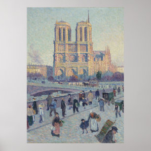 Notre Dame Cathedral Paris Frankrike Painting Poster