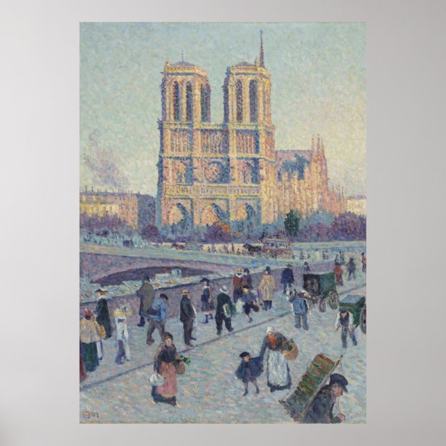 Notre Dame Cathedral Paris Frankrike Painting Poster (Framsidan)