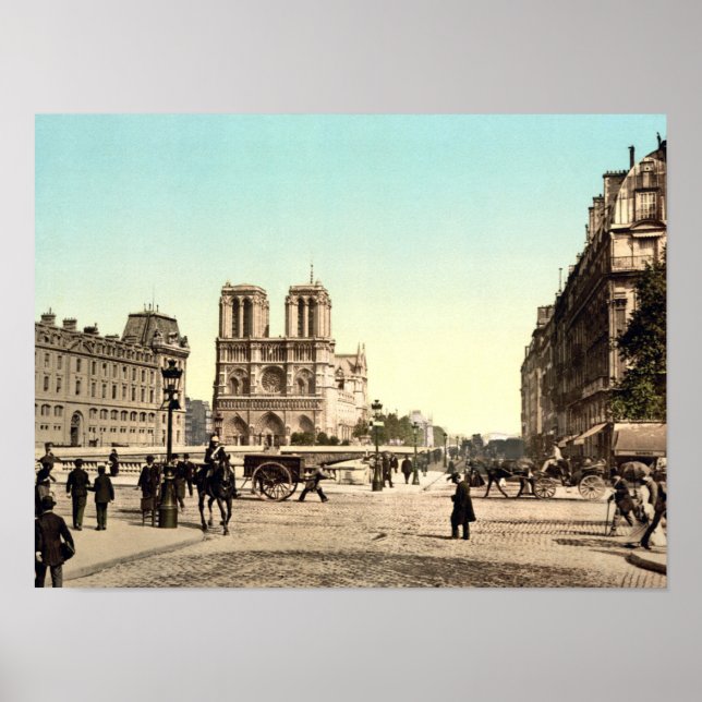 Notre Dame Cathedral, Paris, Frankrike, Vintage Poster (Framsidan)