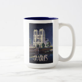Notre Dame Cathedral Paris Frankrike Vintage Två-Tonad Mugg