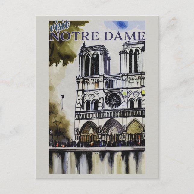 Notre Dame Cathedral Paris Frankrike Vintage Vykort (Framsida)