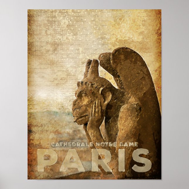 Notre Dame Cathedral Paris, le Stryga Chimera Poster (Framsidan)