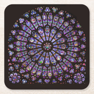 Notre Dame Cathedral Paris Ro Window Underlägg Papper Kvadrat